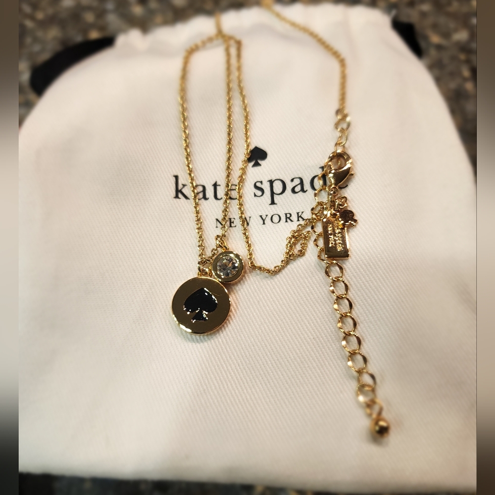 ♤ KATE SPADE ♤ Gold "Spot the Spade" & Clear Gem Necklace